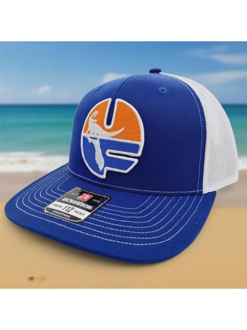 Retro Florida Alligator Patch Royal Blue Richardson 112 Trucker Hat Cap New Pell